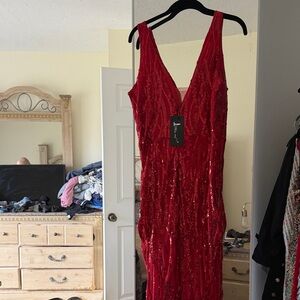 Elegant Red Sequin Dress